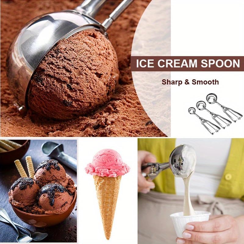 3Pcs Ice Cream Scoop, Cookie Scoops, Stainless Steel Cookie Scooper