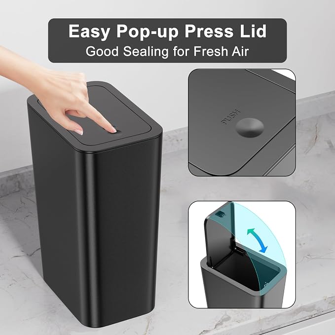 N. NETDOT 3 Pack 10L/2.6 Gal Bathroom Trash Can - Image 5
