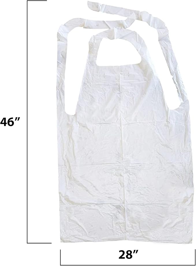 MT Products 2 Mil White Disposable Poly Aprons 46"x28" - Image 2