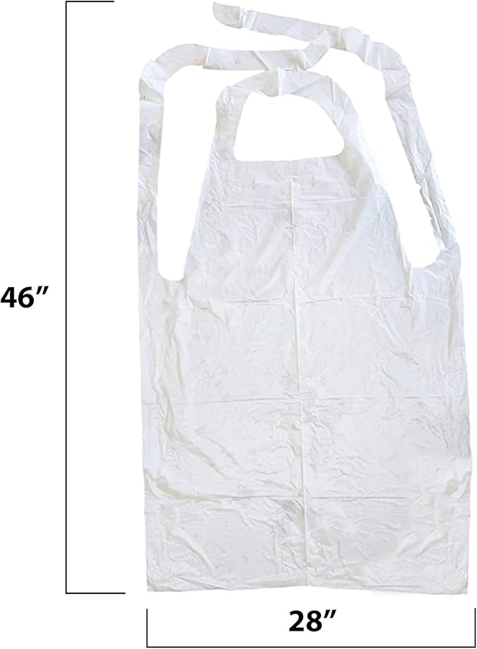 MT Products 2 Mil White Disposable Poly Aprons 46"x28" - Image 2