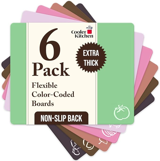 Cooler Kitchen Extra Thick Pastel Flexible Plastic Cutting Board Mats by CoolerKitchen