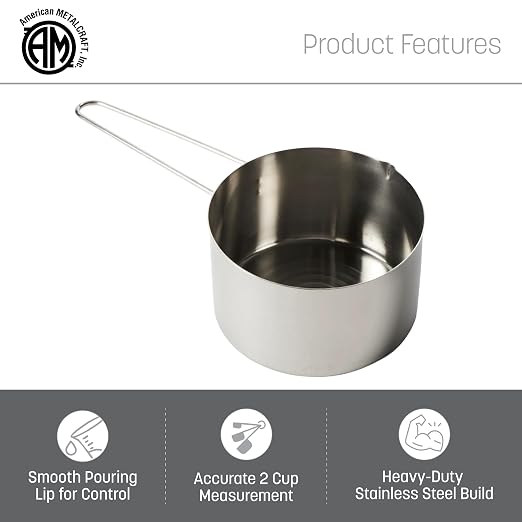 American METALCRAFT, Inc. MCW200 2-Cup Stainless Steel Measuring Cup - Image 3
