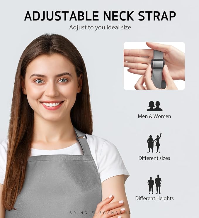 Syntus Apron for Men Women, Adjustable Cooking Kitchen Chef Aprons - Image 4