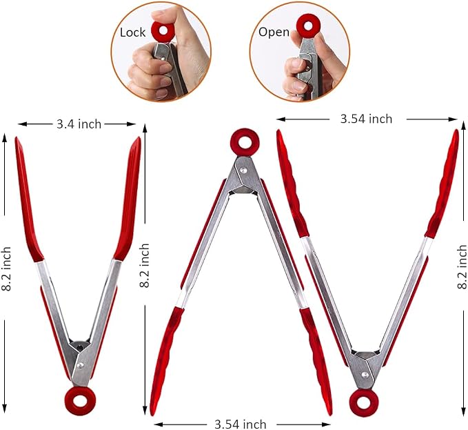 Mini Silicone Serving Tongs Set of 3, Small Kitchen Tongs - Image 2