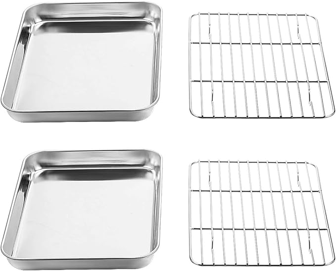 Wildone Baking Sheet with Rack Set, Stainless Steel Cookie Pan baking Tray with - Image 2