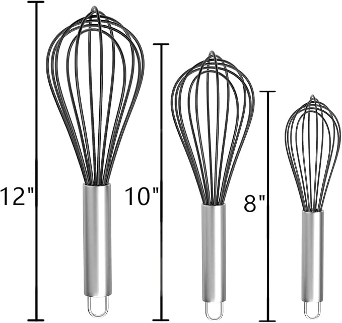 Silicone Whisk, Stainless Steel Wire Whisk Set - Image 7