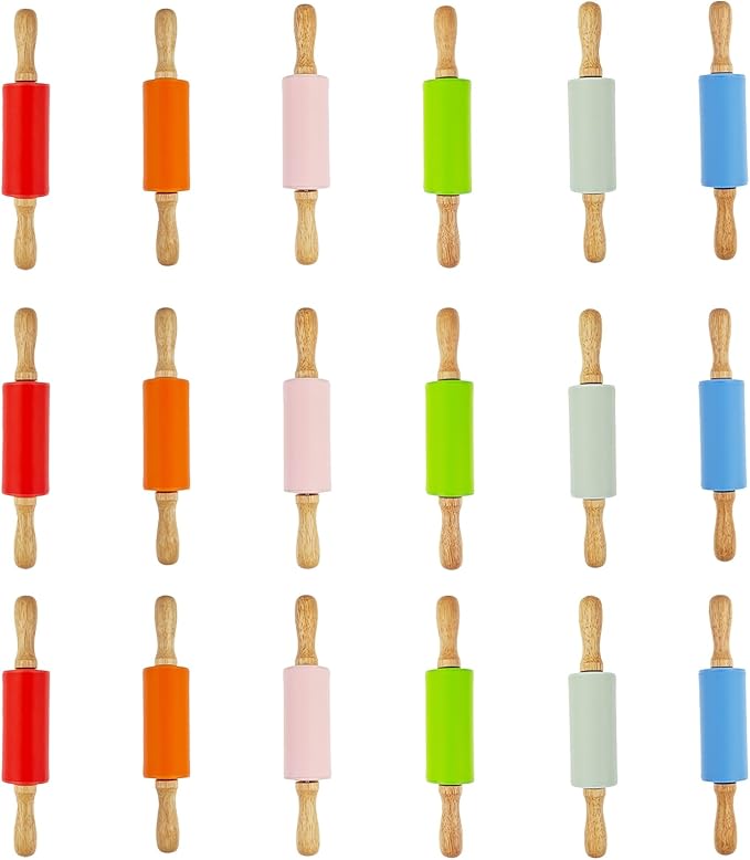 18 Pack Small Rolling Pin for Kids, 9 Inch Kids Rolling Pin for Home Kitchen by Miokun