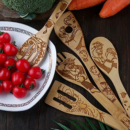 Beauty and the Beast Burned Wooden Spoons Cooking &Serving Utensils