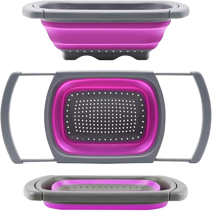 Qimh Collapsible Colander, Kitchen Colander Set Over Sink Strainer by Qimh