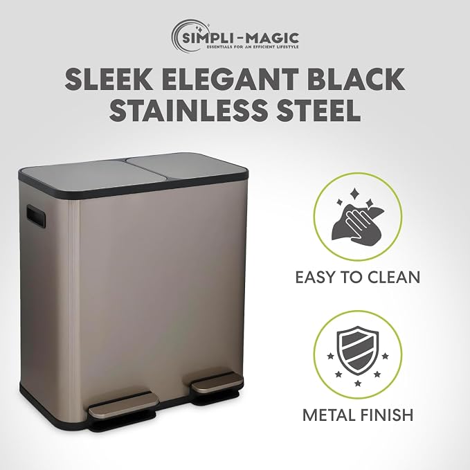 Simpli-Magic 70 Liter / 18.5 Gallon Rectangular Hands-Free Dual Compartment - Image 8