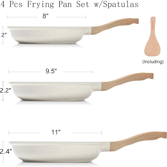 ESLITE LIFE Nonstick Ceramic Frying Pans Skillets Set, Non-Toxic Egg Omelette - Image 2