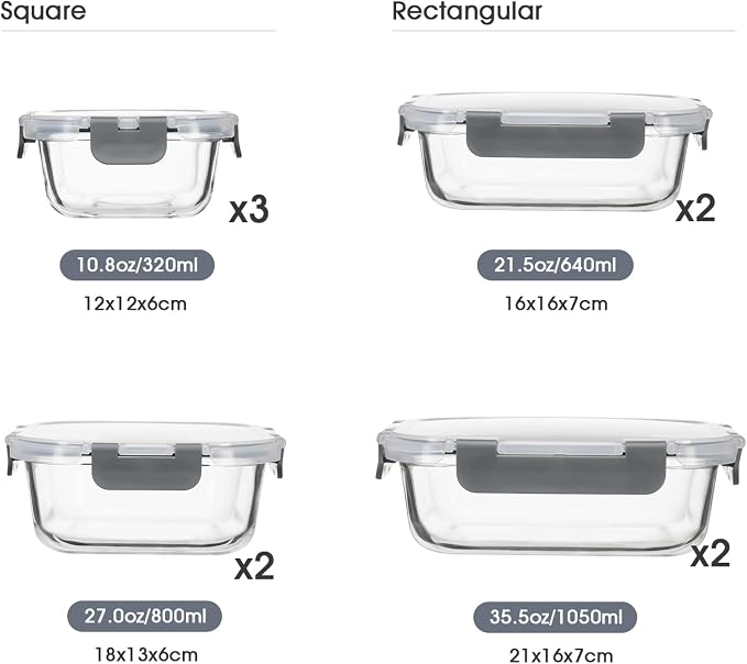 S SALIENT 18 Pieces Glass Food Storage Containers - Image 2