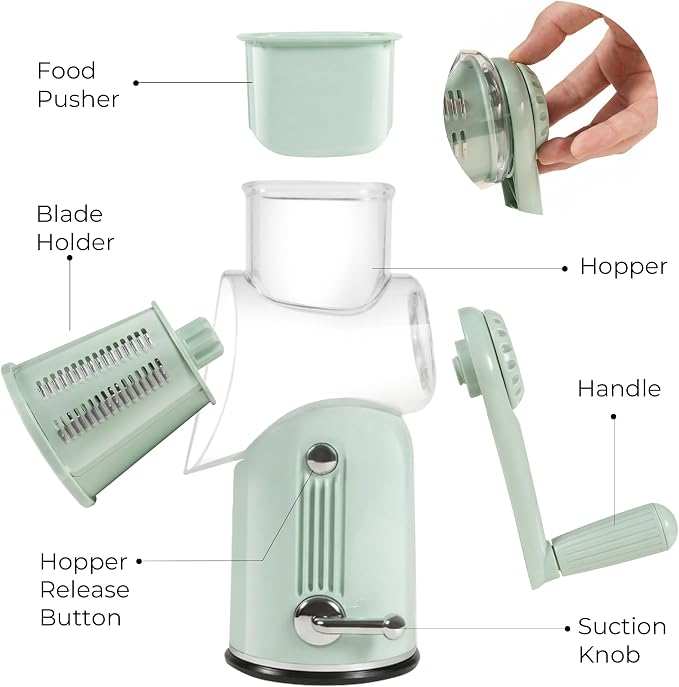 Rotary Cheese Grater Manual Hand Crank - Image 8