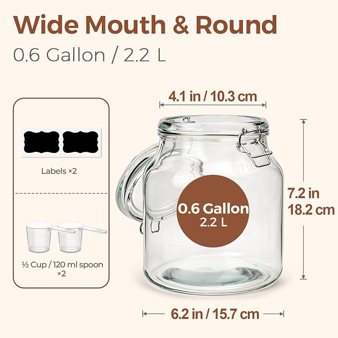 ComSaf 2-Pack 74oz Wide-Mouth Glass Jars - Image 2