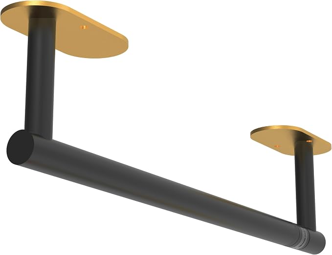 Paper Towel Holder Under Cabinet Black and Gold, Self Adhesive or Wall Mounted by WZKALY