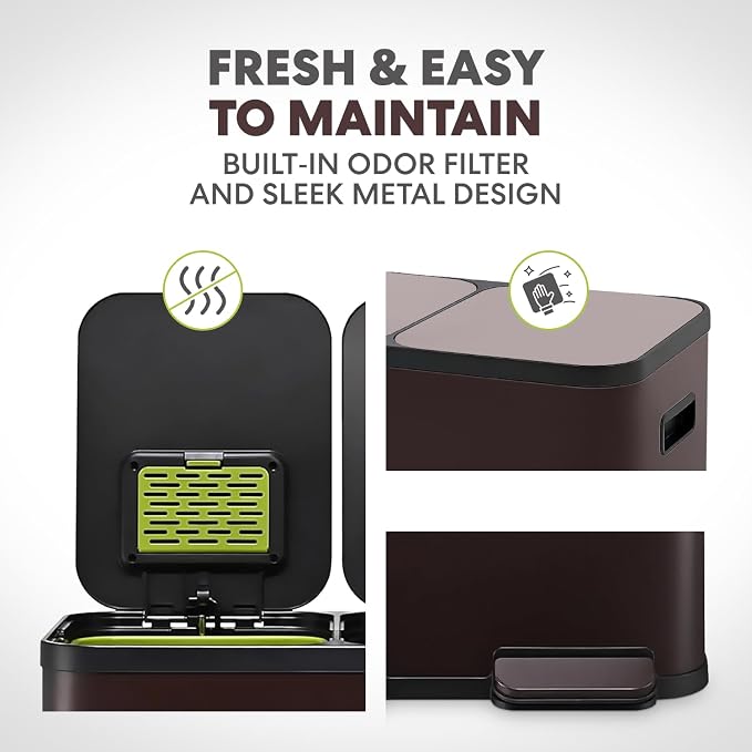 Simpli-Magic 60 Liter / 16 Gallon Rectangular Hands-Free Dual Compartment - Image 5