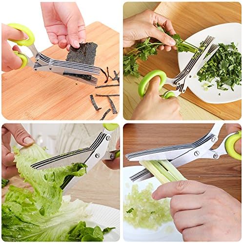 SourceTon 5-Blade Herb Scissors 2 Pack - Heavy Duty Kitchen Shears