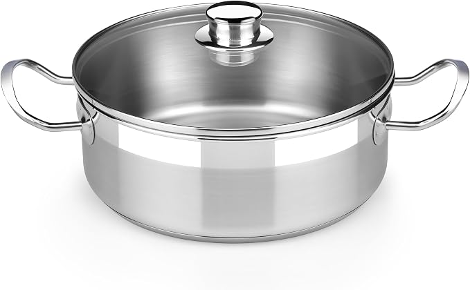 BRA COOKWARE Profesional 18/10 Stainless Steel Stock Pot w/Glass Lid | 9.5 Inch by BRACookware