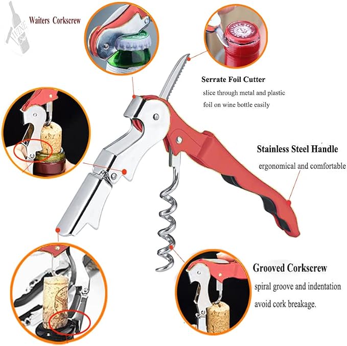 Professional Waiter Corkscrew Wine Openers Set, Heavy Duty Stainless Steel - Image 2