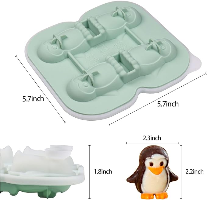 Penguin Ice Cube Mold, Fun Shapes Ice Cube Tray, Make 4 Cute Penguin Ice Balls - Image 2