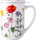 AmorArc Porcelain Tea Mug with Infuser and Lids, 18 Oz Coffee Cup Strainer with by AmorArc