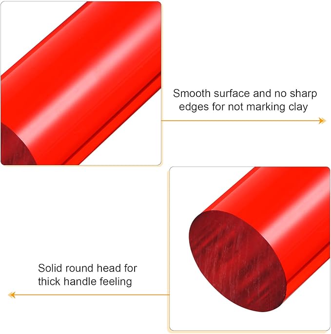 HARFINGTON Acrylic Clay Roller 8 Inch x 1 Inch Solid Non-Stick Plastic Round - Image 4