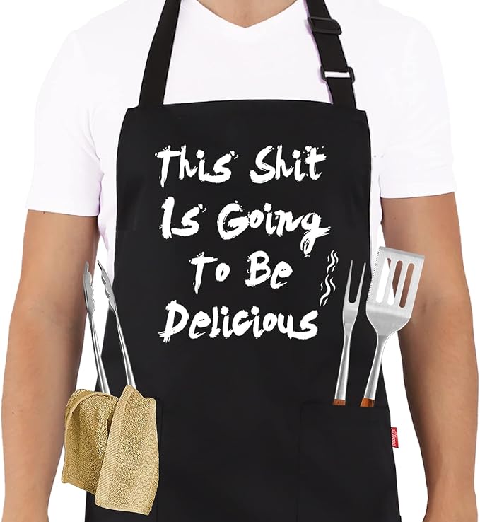 BBQ Funny Apron for Men, Chef Bib Apron by ALIPOBO