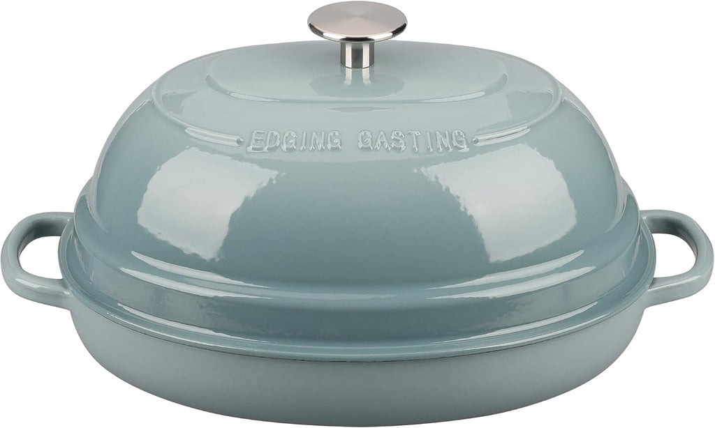 EDGING CASTING Enameled Oval Cast Iron Dutch Oven Pot with Lid, Bread