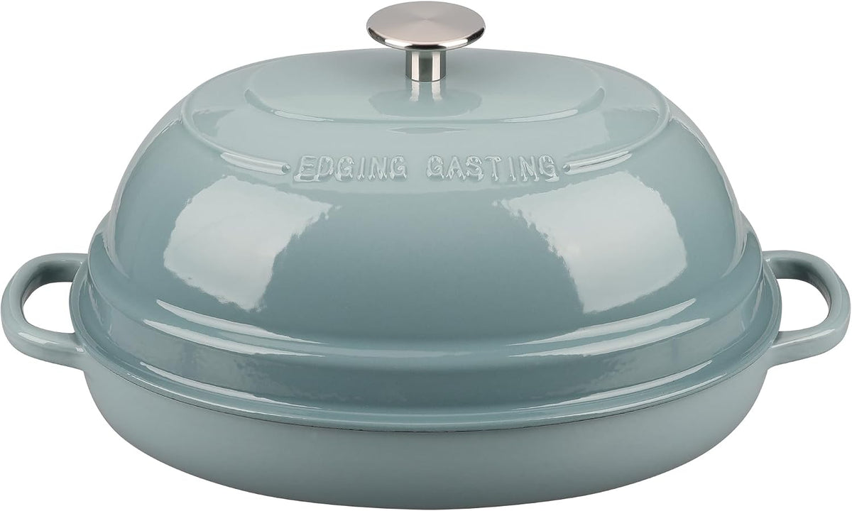 EDGING CASTING Enameled Oval Cast Iron Dutch Oven Pot with Lid, Bread