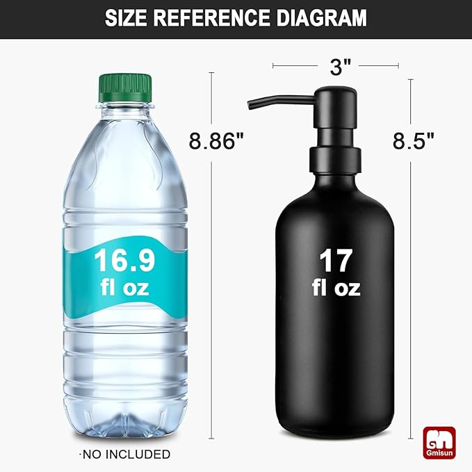 GMISUN Black Soap Dispenser, 1 Pack Matte Black Bathroom Hand Soap Dispensers - Image 2
