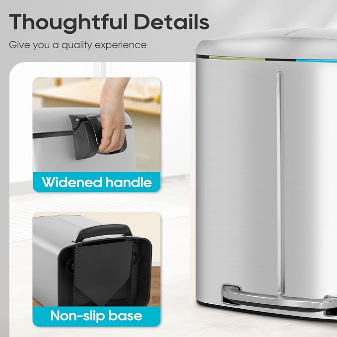 FDW | 10 Gallon Trash Can with Lid | Stainless Steel | Fingerprint-Proof | Made - Image 5