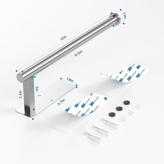 ASTOFLI Paper Towel Holder Under Cabinet No Drilling, Self Adhesive Paper Towel - Image 3