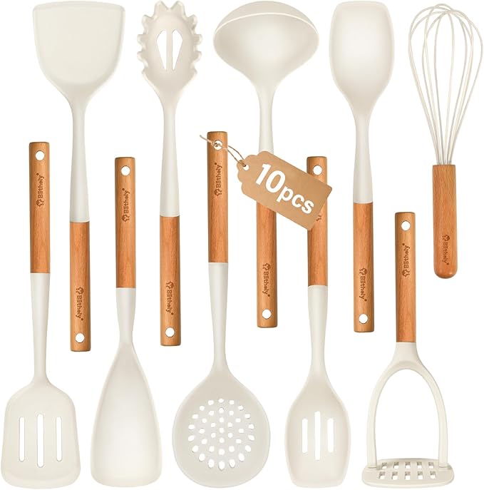 Large Silicone Cooking Utensils Set, Heat Resistant Silicone Utensils by Blithely