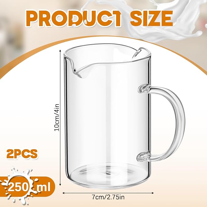 Leinuosen 2 Pcs Glass Pitcher Elegant Shaped Glass Tea Pitcher Coffee Milk - Image 2