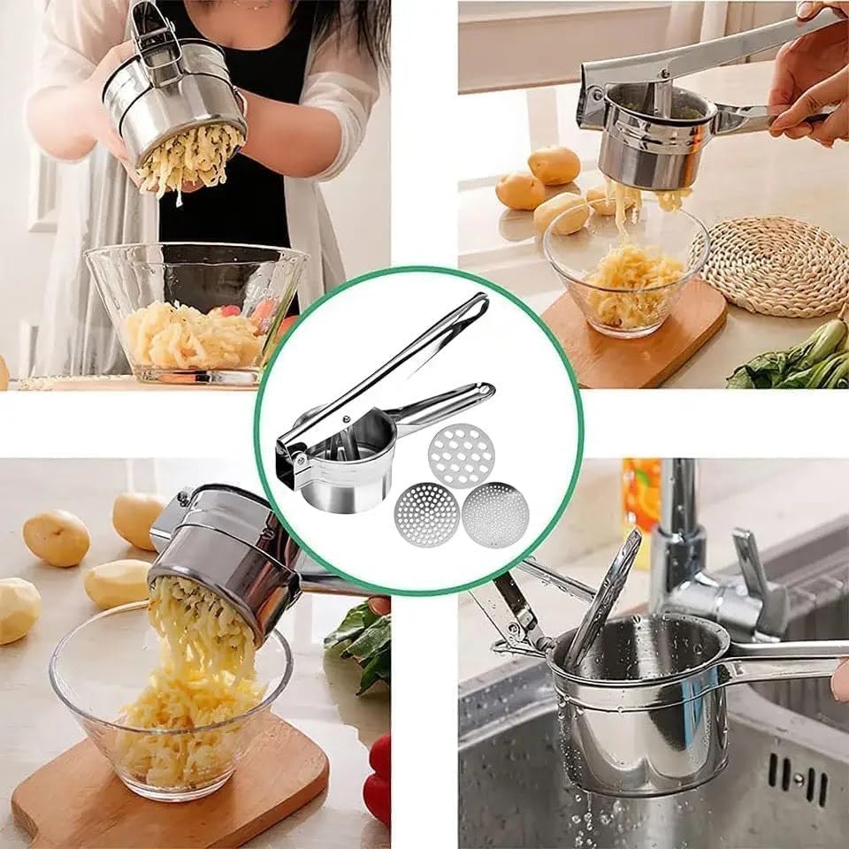 Potato Ricer 15oz Stainless Steel by Zorgons - Sturdy Masher for
