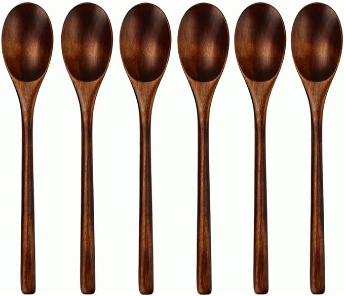 AOOSY Spoons, Wooden Spoons for Eating, 6 Pieces Japanese Natural Soup Spoons by AOOSY