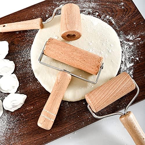 AVLA 4 Pack Wood Pastry Pizza Roller, Non Stick Wooden Rolling Pin for