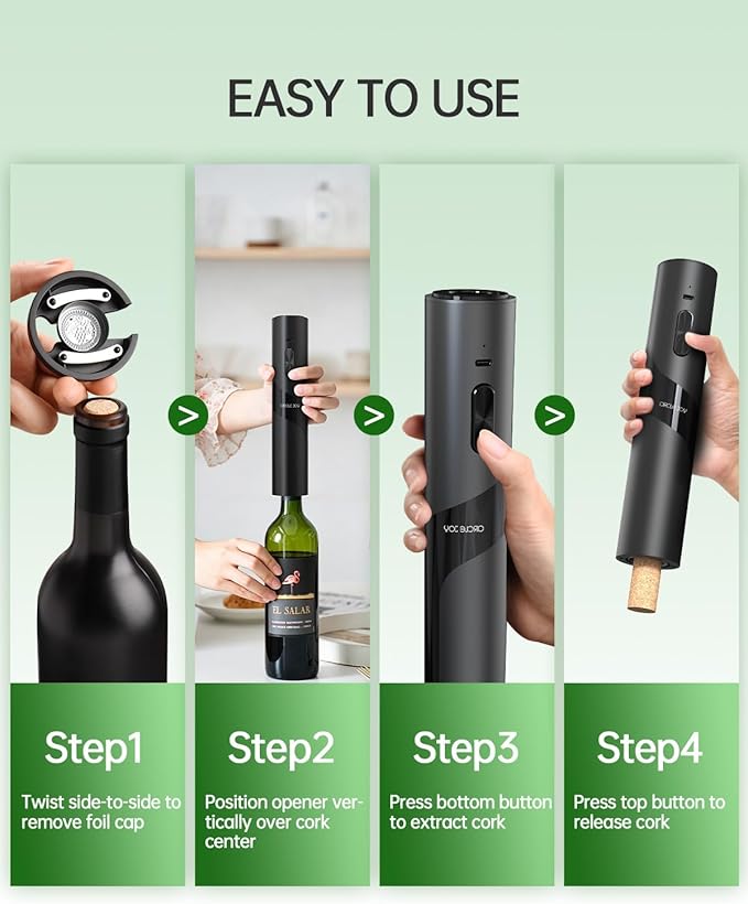 CIRCLE JOY Rechargeable Wine Opener Electric Wine Bottle Opener 7-in-1 Wine - Image 6