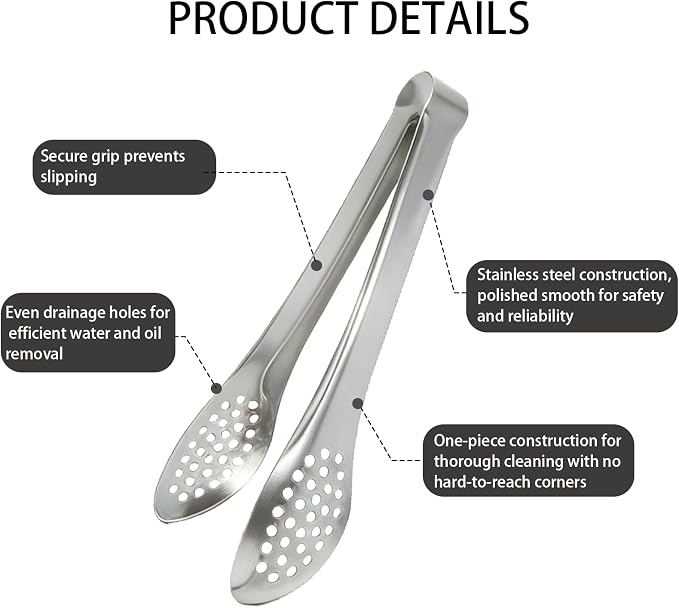 6 PCS Silver Serving Tongs for Party 7 Inch Stainless Steel Serving Utensils - Image 4