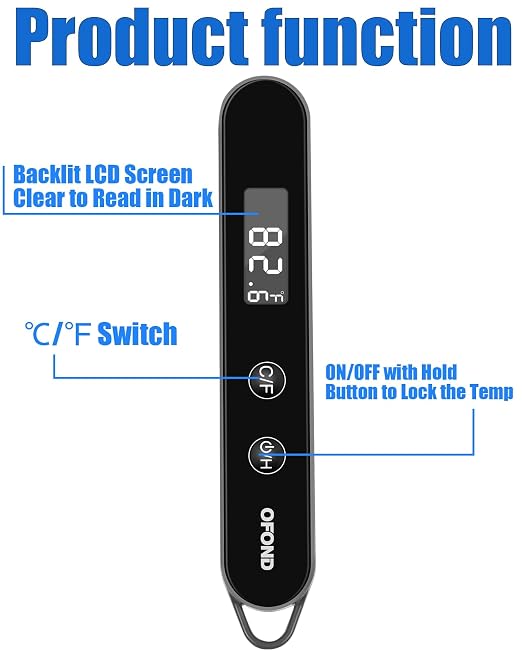 Meat Thermometer Digital for Cooking and Grilling, Instant Read Food Thermometer - Image 3