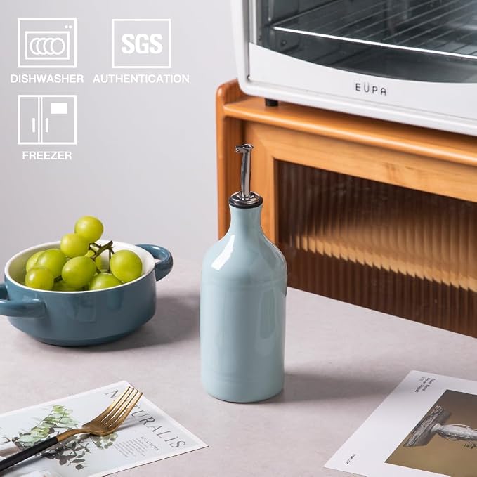Sweejar Ceramic Olive Oil Dispenser Bottle, Opaque Oil Cruet Protects to Reduce - Image 2