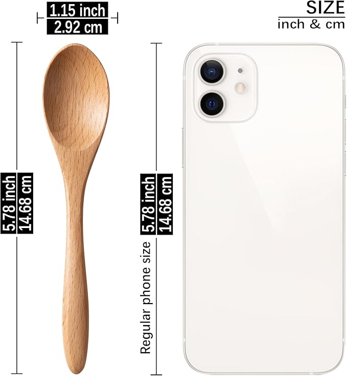 7 PCS Small Wooden Spoons, 5.8 Inch Honey Spoons - Image 3