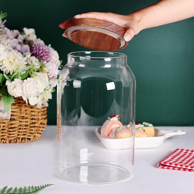 SAIOOL 1 Gallon Glass Jar with Wooden Acacia Airtight Lid, Large Glass Storage - Image 4