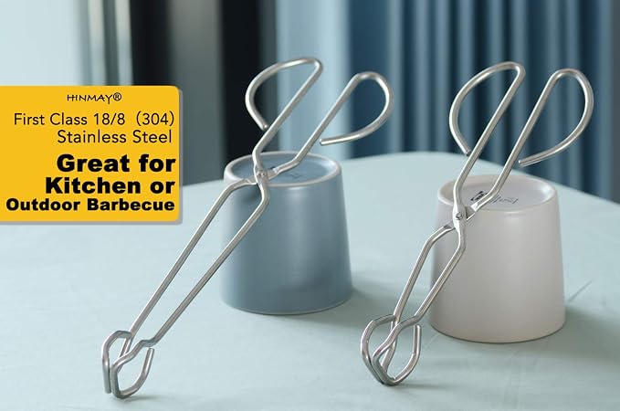 HINMAY Stainless Steel Kitchen Scissor Tongs Set, 2-Piece - Image 6