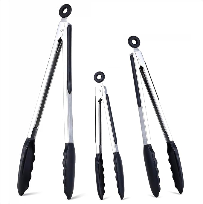 Kitchen Tongs Set of 3, Non-Stick Non-Scratch Heat Resistant Tongs by DAILYKISN