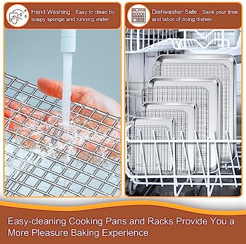 P&P CHEF 16 + 12.5 + 10.4 + 9 Inch Baking Sheet & Rack, Pan and Grid