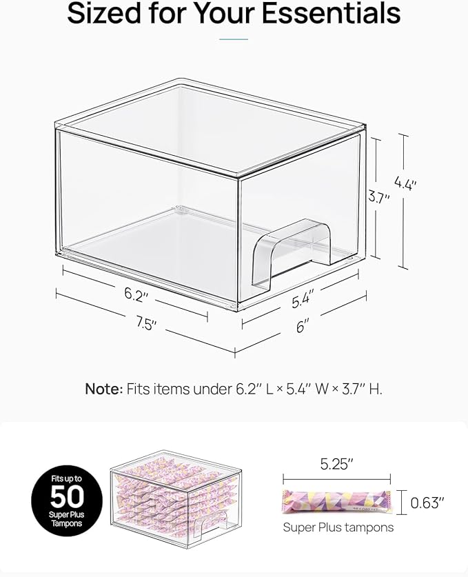 Vtopmart 10 Pack Small Clear Stackable Storage Drawers, Acrylic Bathroom Makeup - Image 2