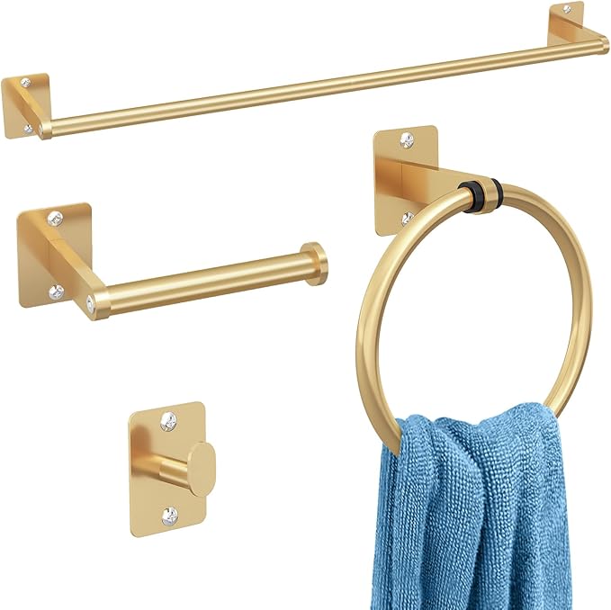 Bathroom Accessories Set, KLJKPA 4 Pieces Gold Bathroom Hardware Set, 24 inch by KLJKPA