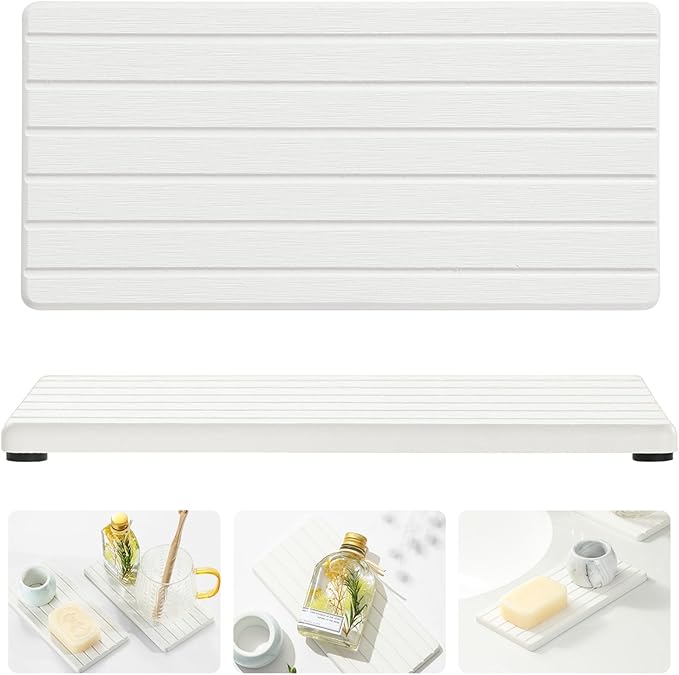 2PCS Water Absorbing Stone Drying Tray Mat by Razborci