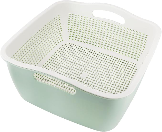 Double-layer Draining Basket Plastic Fruits & Vegetable Wash & Drain Basket by LNQ+LUNIQI